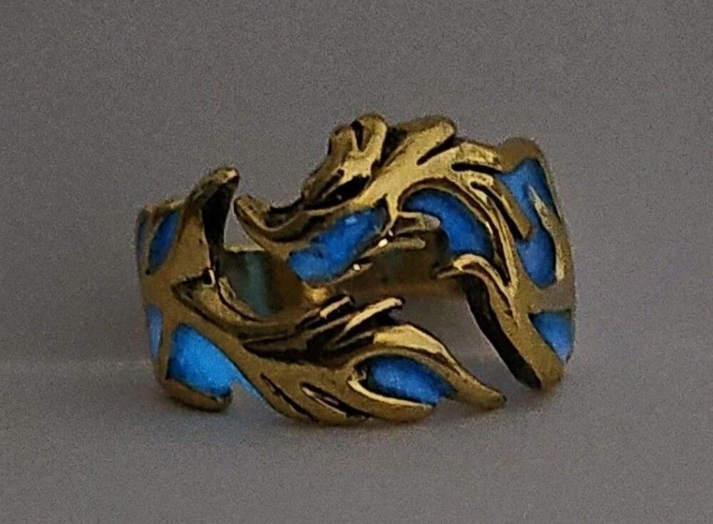 Dragon Yellow Glow In Dark Blue Ring Jewelry Fashion Jewelry Adjustable Tribal